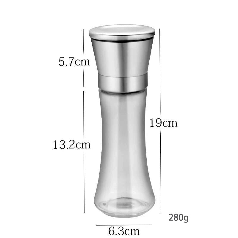 Adjustable Grind Size Black Pepper Grinder Pepper Sea Salt Mung Bean Millet Grinder Kitchen Seasoning Jar Adjustable 304