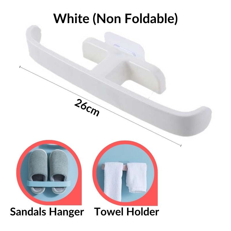 C&C Foldable Slippers Holder Wall Mounted Hanging Shoes Storage Rack Bathroom Self Adhesive Towel Storage Organizer