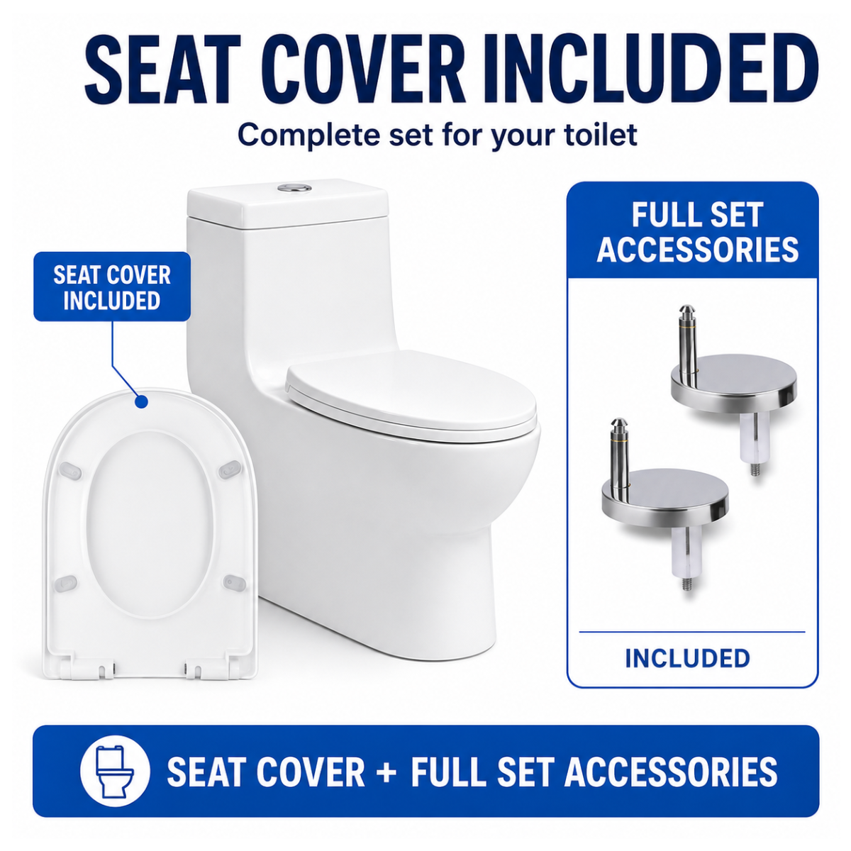 INNO TWO-PIECE S-Trap Washdown Flush Concealed Type Toilet Bowl 250mm Full Set Accessories Heavy Duty Up to 200kg Best For Hotel/Airbnb/Home Use 1012 S-Trap