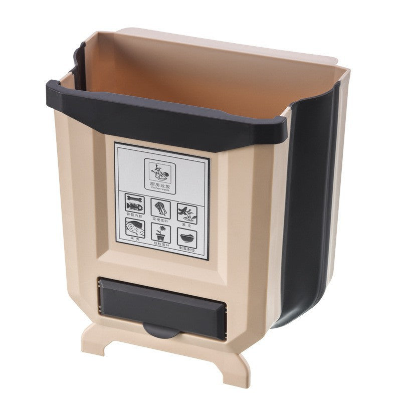 Foldable Hanging Kitchen Trash Bin Large Size Kitchen Cupboard Door Garbage Can Folding Hanging