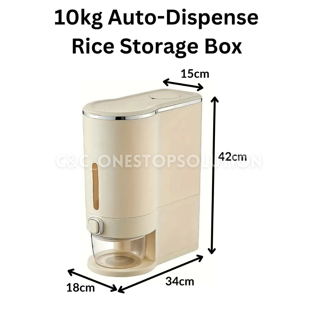 C&C Premium Nordic Style Rice Storage Box Food Container 5/10kg Capacity with Rinsing/Measuring Cup