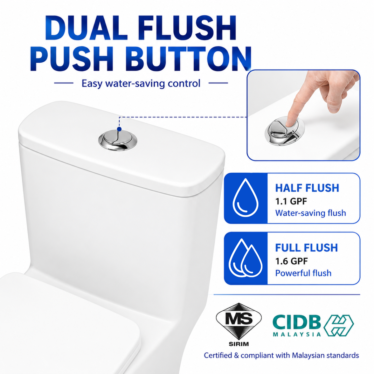 ZELLA S-Trap ONE-PIECE Twister Flush Toilet Bowl 250mm Full Set Accessories Heavy Duty Up to 200kg Best For Hotel/Airbnb/Home Use C654 S-Trap