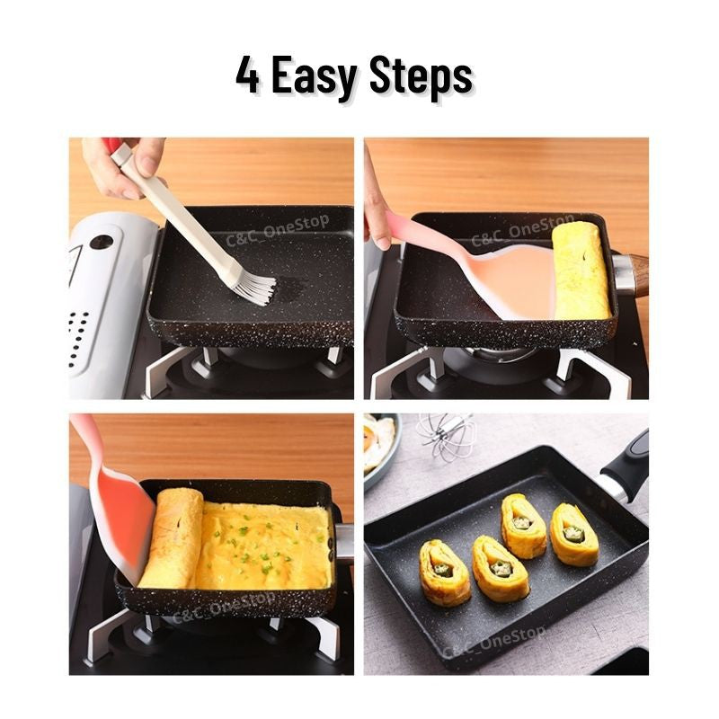 Kitchen Japanese-style Jade Burned Square Mini Non-stick Pan Thick Egg Burning Maifan Stone Small Frying Pan Fried Egg