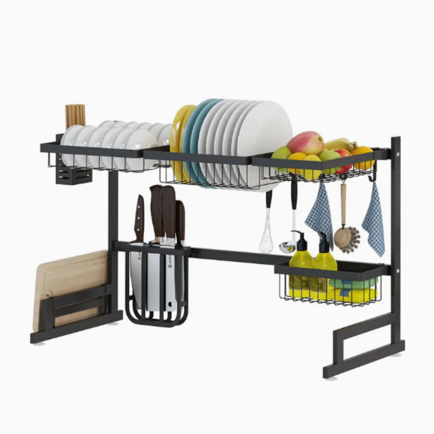 2 Size Powder Coated Stainless Steel Dish Drainer Kitchen Sink Rack Dish Rack Kitchen Basin Rack 85CM / 65CM