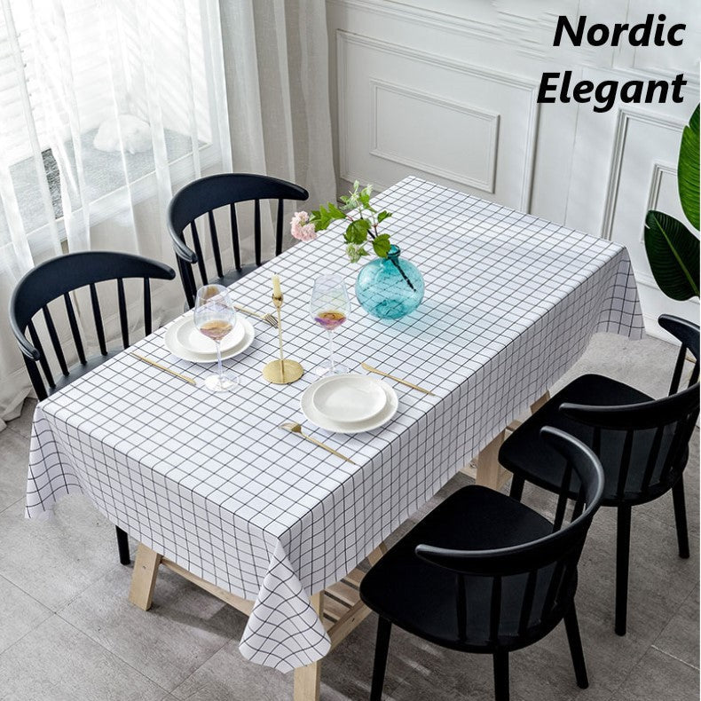 C&C PVC Table Cloth Dustproof Alas Meja Waterproof Rectangle Table Cover Desk Cloth Plaid tablecloth oilproof 137x180