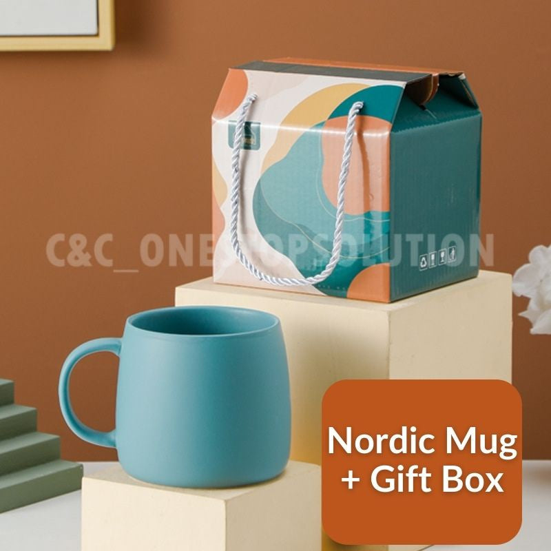 C&C Ceramic Mug With Spoon Gift Set Coffee Cup Cawan Office Ceramic Cup Barista Coffee Mug