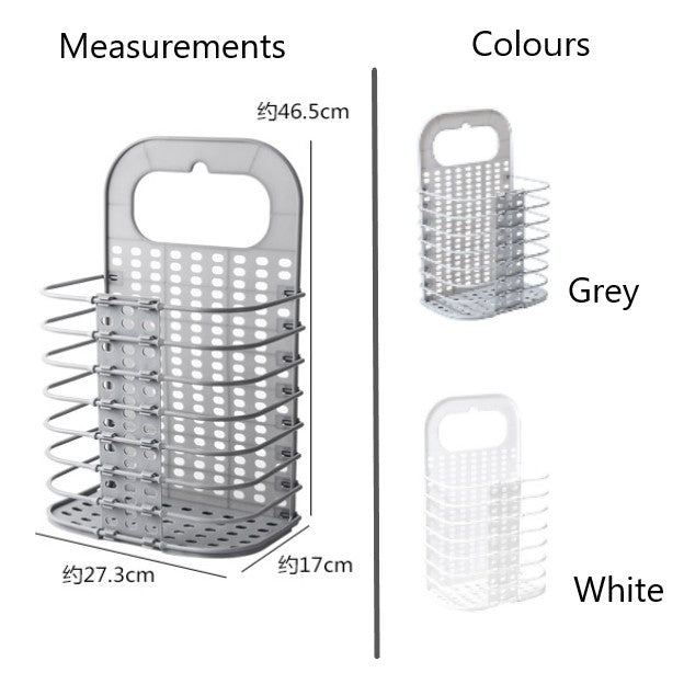 Foldable Wall Hanging Laundry Basket Clothes Organiser With Stand Toys Storage Snacks Storage 27*15*46CM