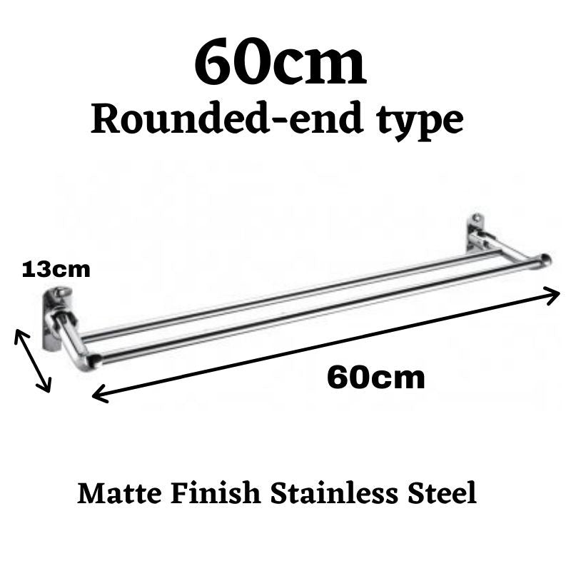 C&C SANITARIO 60/80 CM Stainless Steel Wall Mounted Foldable Double Towel Bar With Fixing Screws Penyangkut Tuala