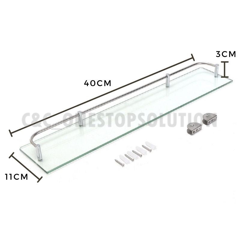 C&C 40CM CLEAR GLASS SHELF MODERN STYLE FOR BATHROOM