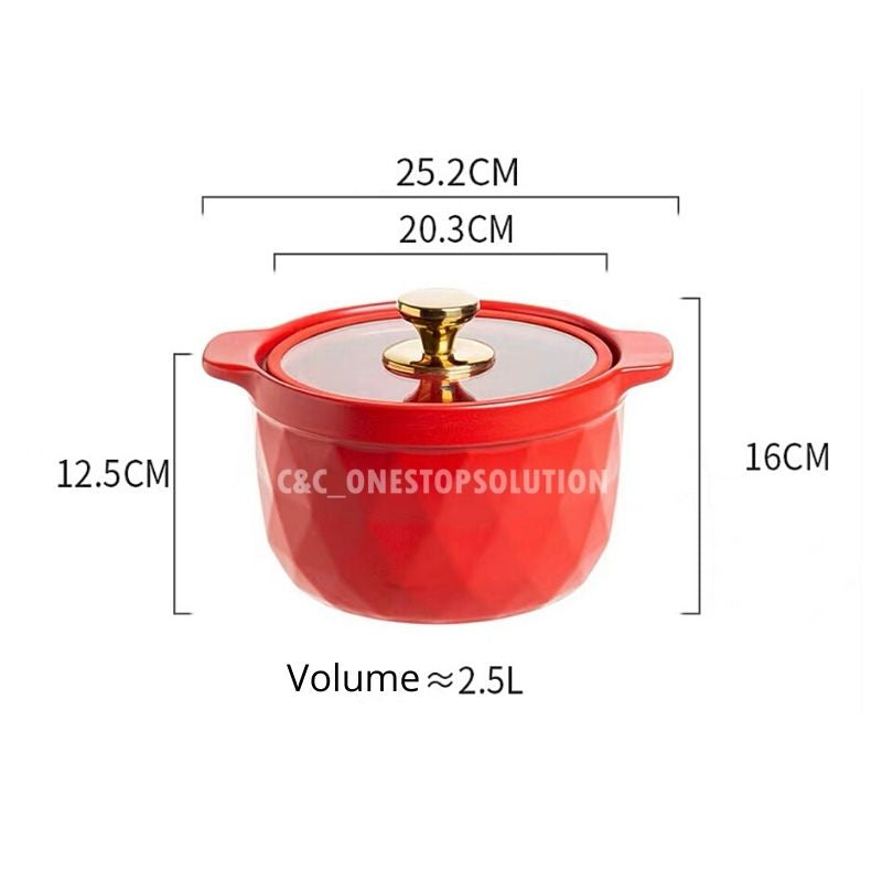 C&C Nordic Casserole Pot Clay Pot Ceramic Pot Ceramic Cookware Pixie Cooking Stew Pot Soup Pot Stockpot Periuk Tanah