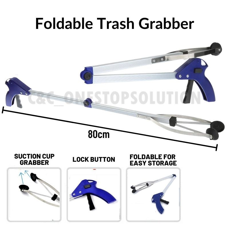83 cm Heavy Duty Foldable Pick Up & Reaching Tool Long Handle Trash Picker Garbage Picker Strong Mobility Grip Hand