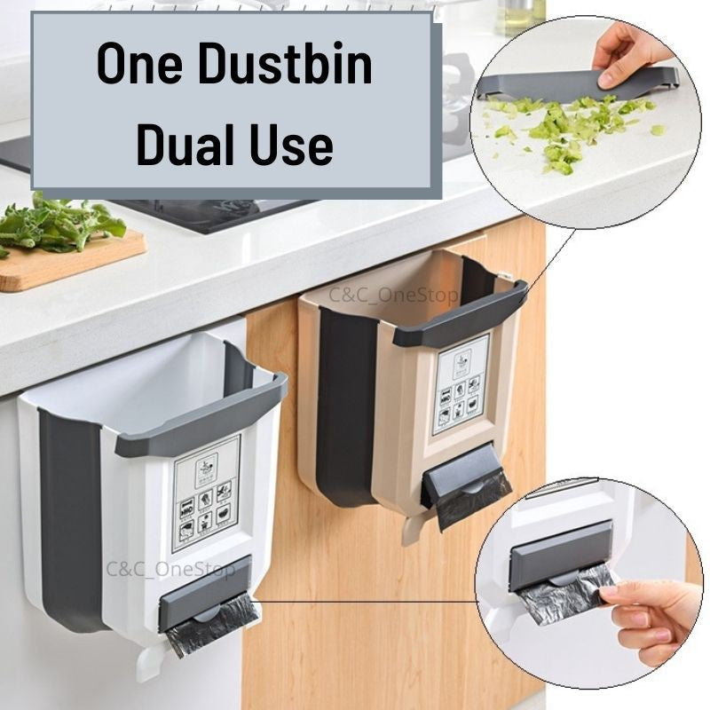 Foldable Kitchen Trash Dustbin Garbage Basket Rubbish Waste Collection Bin Car Rubbish Bucket Door Hanging Trash