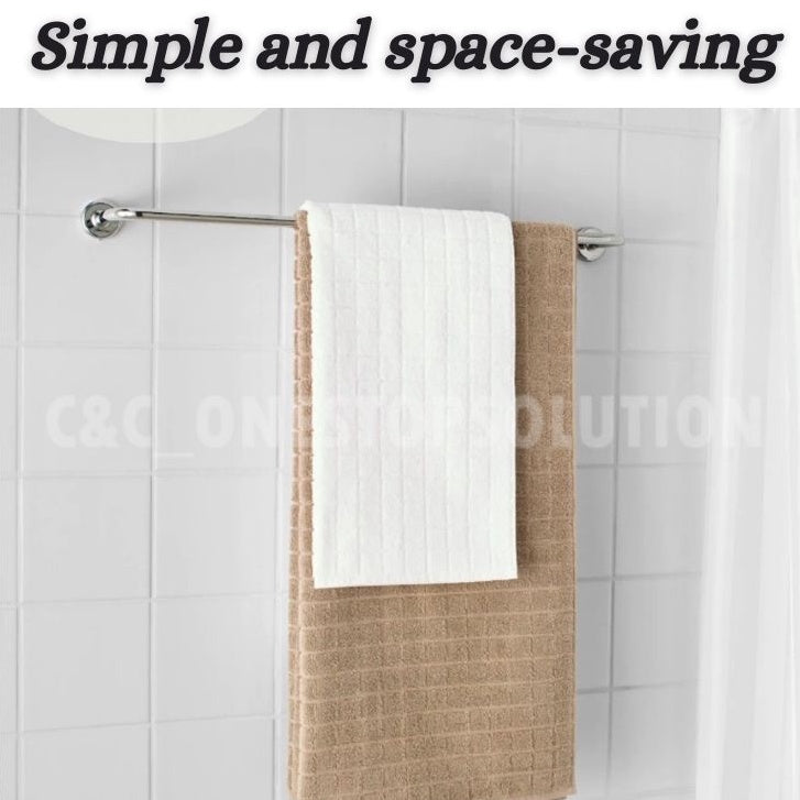C&C 70 CM Stainless Steel Single Towel Bar Wall-Mounted Bathroom Holder With Fixing Screws Penyangkut Tuala