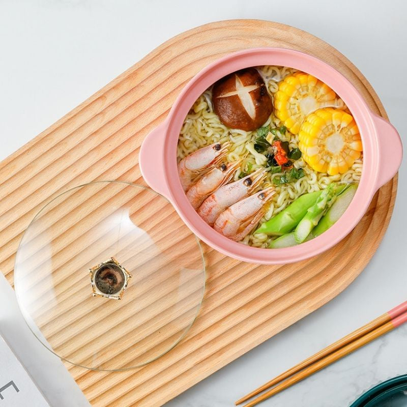 C&C Ceramic Bowl with Glass Lid Nordic Ceramic Pot Soup Bowl Noodle Bowl Nordic Bowl Mee Mangkuk Pinggan Mangkuk