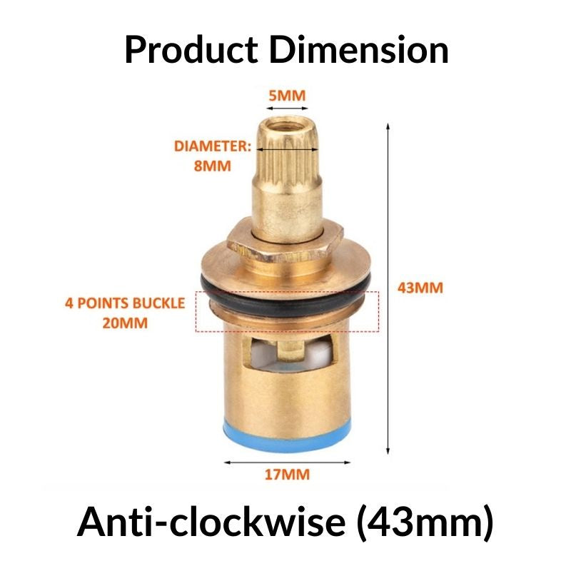 1/2 Inches Basin Valve Replacement Brass Cartridge Water Tap Kitchen Faucet Sink Tap Basin Tap Quarter Turn Angle Valve