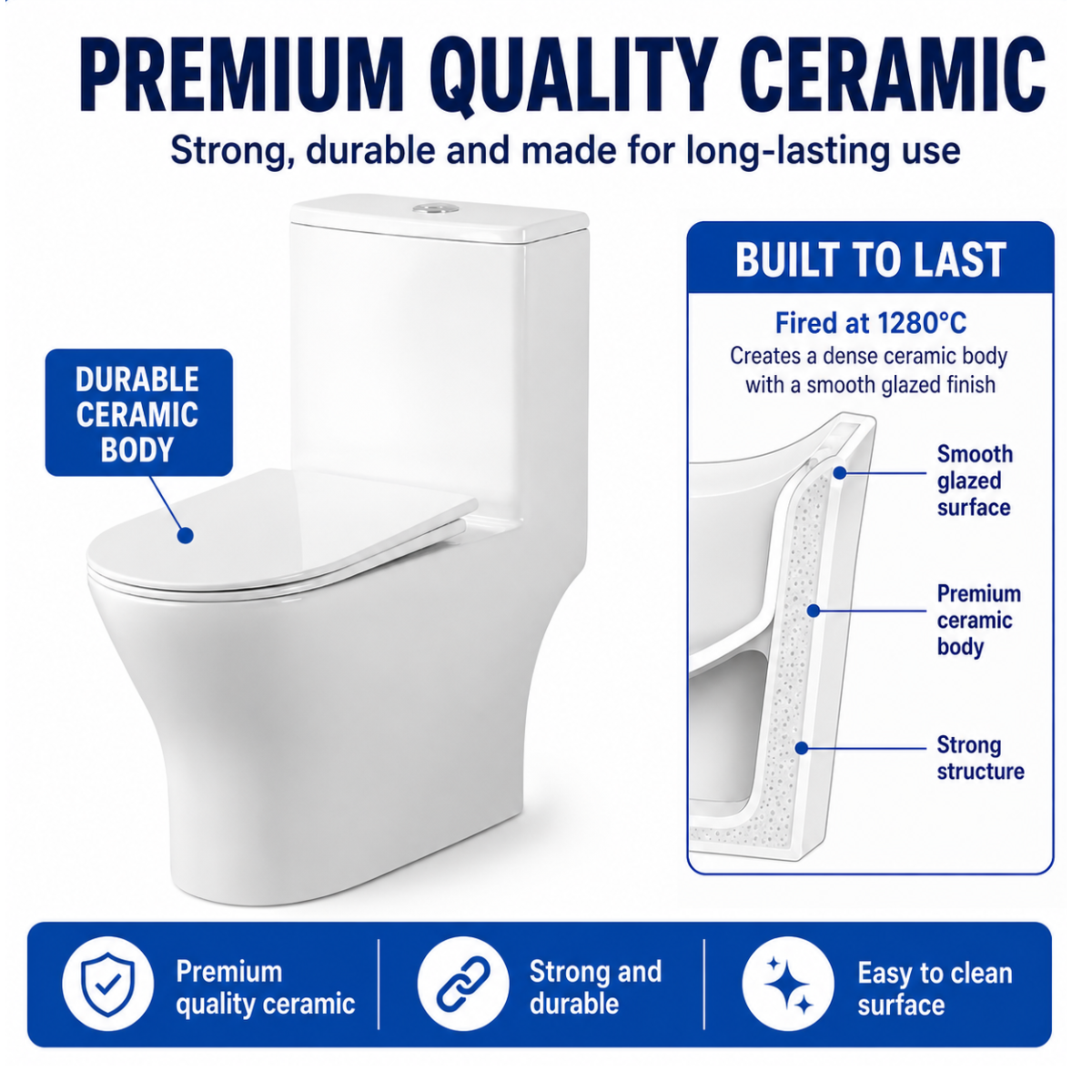 ZELLA S-Trap ONE-PIECE Twister Flush Toilet Bowl 250mm Full Set Accessories Heavy Duty Up to 200kg Best For Hotel/Airbnb/Home Use C654 S-Trap