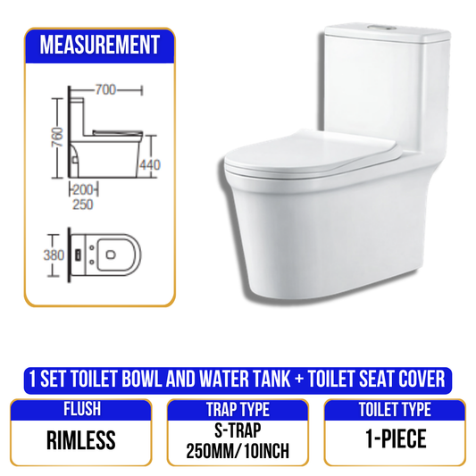 Toilet Bowl C650 - S Trap - 1 Piece
