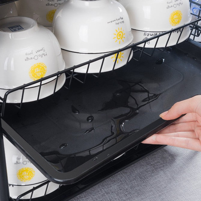 C&C Dish Rack Kitchen rack 3 Layer Steel Dish Rack With Knife & Cutting Board Compartments Rak Pinggan 3 Tier Counter To