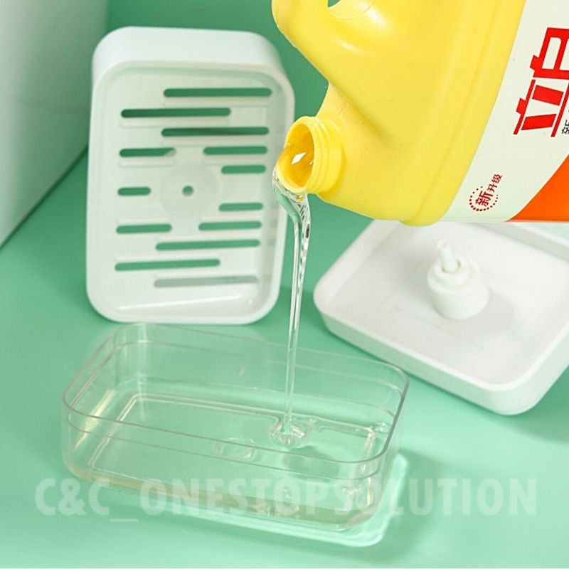 C&C Soap Dispenser Manual Press Soap Pump Liquid Soap Dispenser With Sponge Kitchen Soap Holder Pam Sabun Pinggan