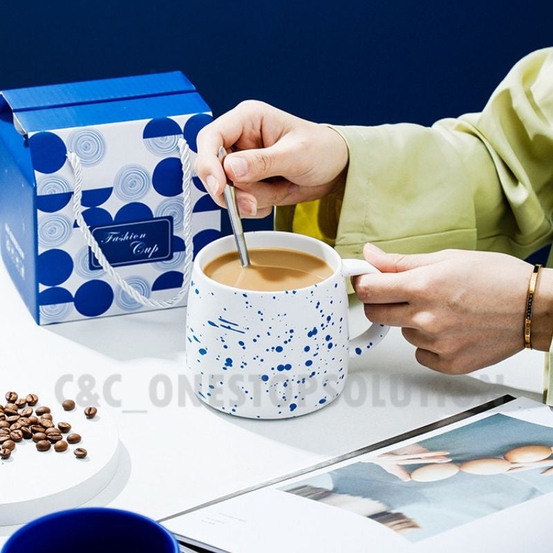 C&C Nordic Ceramic Mug Creative Coffee Cup Modern Tea Cup Splash Ink Mug Office Doorgift Wedding Gift Cafe Cawan