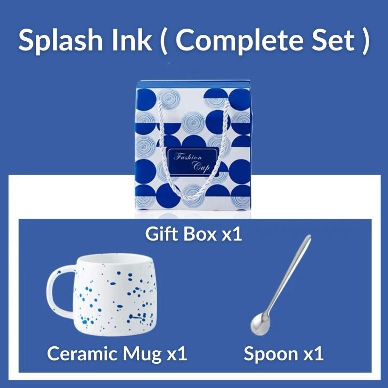 C&C Nordic Ceramic Mug Creative Coffee Cup Modern Tea Cup Splash Ink Mug Office Doorgift Wedding Gift Cafe Cawan