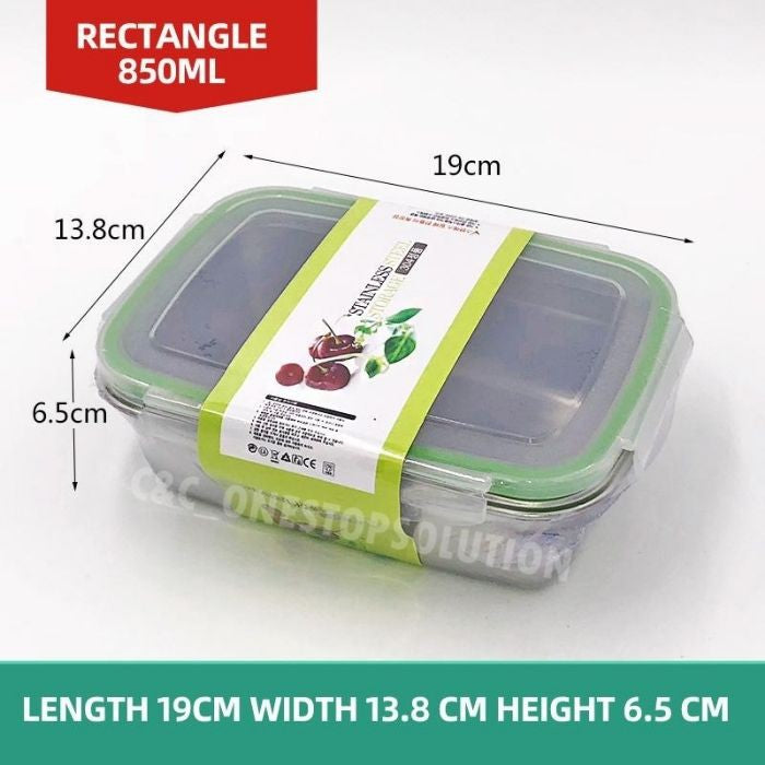 C&C Air Tight Stainless Steel Rectangle Lunch Box Food Containers With Snapping Seal Leak-proof Lids Thermal Insulated