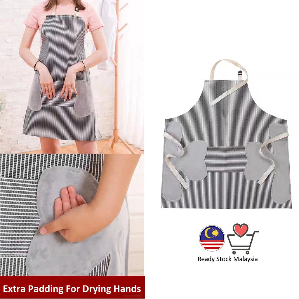 Hand-wipe Adjustable Apron with hand drying paddings waterproof apron oil proof kitchen pocket