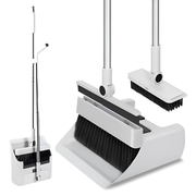 C&C 4 in 1 Foldable Broom & Dustpan Set 180 Degree Rotatable Broom 90 Degree Foldable Dustpan Detachable Scrapper & Broom