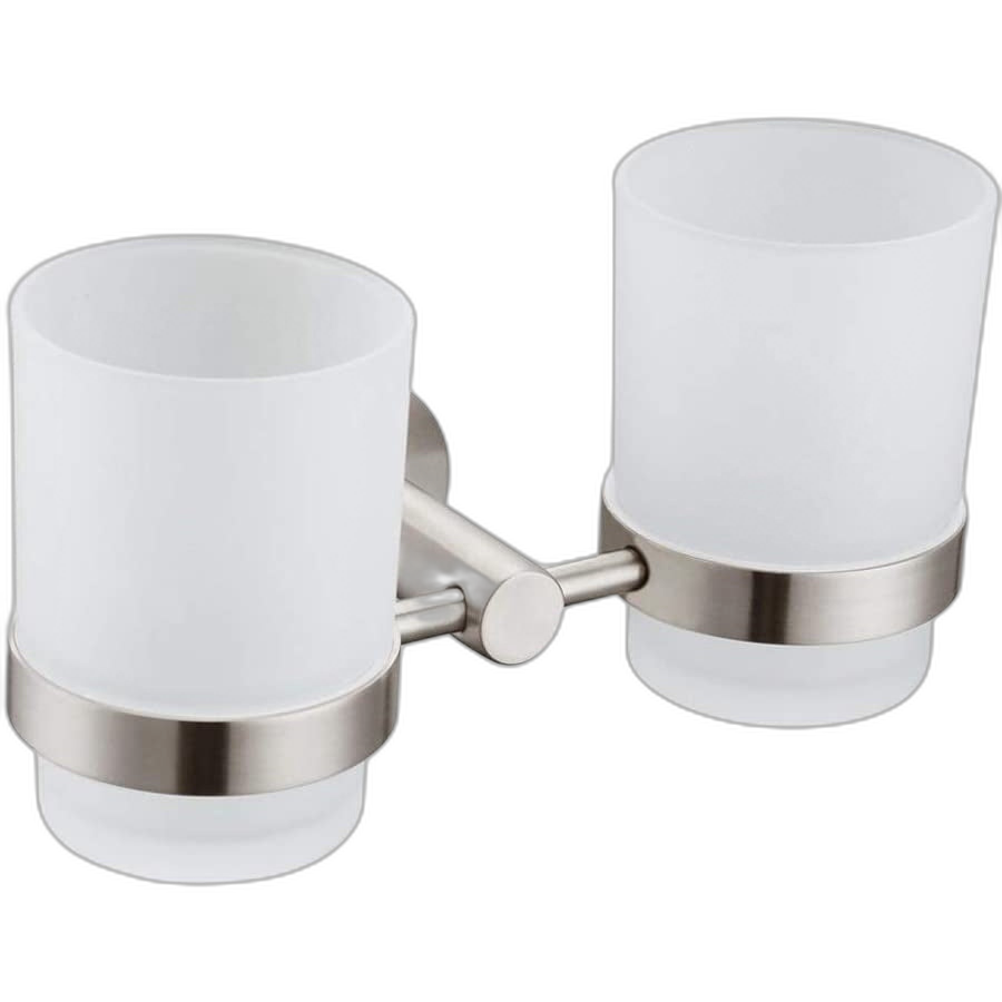 C&C Premium Bathroom Glass Cup Set Detachable Toothbrush Holder Stainless Steel Tumbler with holder Double Cup Holder
