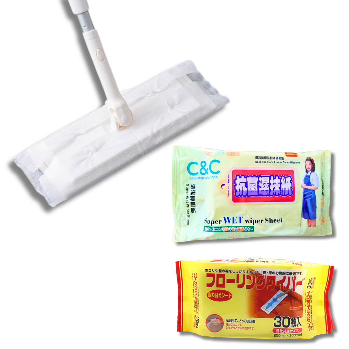 C&C Super Wet Mop Wiper Disposable Wet Tissue Antibacterial Wipes Super Wet Wipes Sheet Tisu Pengelap Lantai