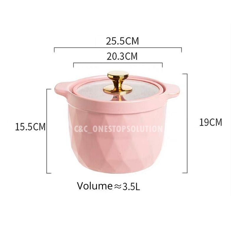 C&C Nordic Casserole Pot Clay Pot Ceramic Pot Ceramic Cookware Pixie Cooking Stew Pot Soup Pot Stockpot Periuk Tanah