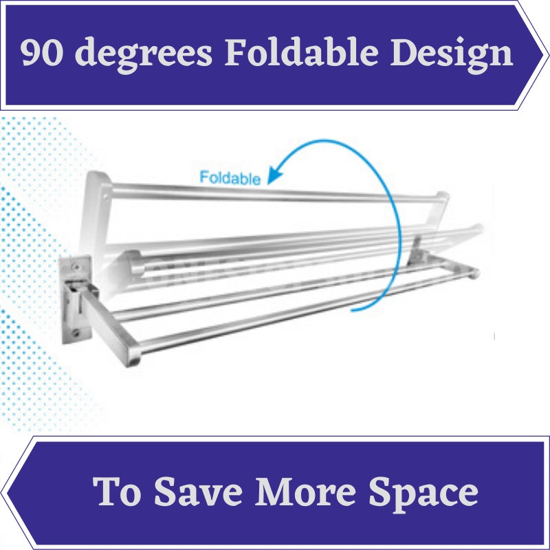 C&C SANITARIO 60/80 CM Stainless Steel Wall Mounted Foldable Double Towel Bar With Fixing Screws Penyangkut Tuala