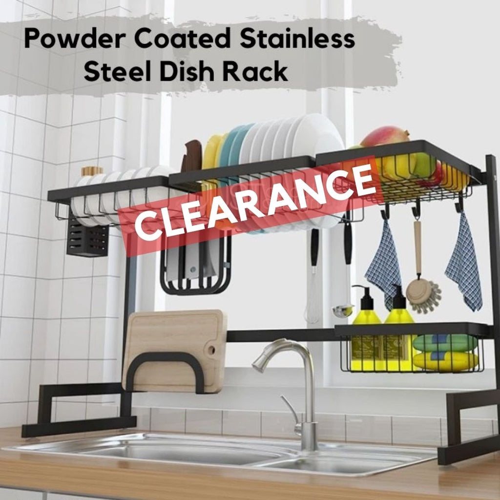 2 Size Powder Coated Stainless Steel Dish Drainer Kitchen Sink Rack Dish Rack Kitchen Basin Rack 85CM / 65CM