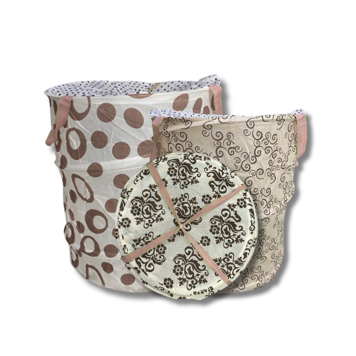 Foldable Laundry Large Basket Cloth Storage Metal Spring Frame Collapsible Washable AutoOpen Basket Foldable Bakul