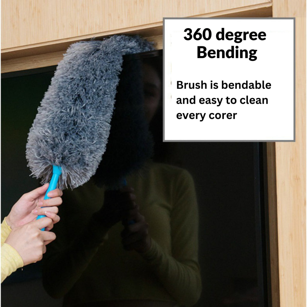 Curved Long-handle Duster Retractable Microfiber Cleaning Brush Flexible Washable Dust Cleaner pembersih habuk