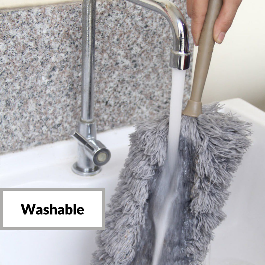 Curved Long-handle Duster Retractable Microfiber Cleaning Brush Flexible Washable Dust Cleaner pembersih habuk