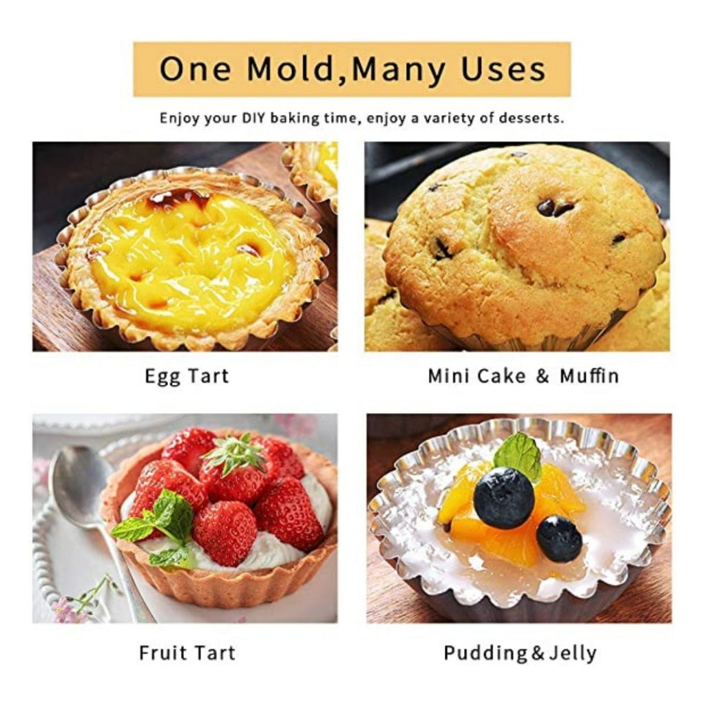 C&C Reusable Acuan Tart Kek Aluminum Egg Tart Mould Hard Shell Cake Cookie Cheese Tart Mold Bakeware