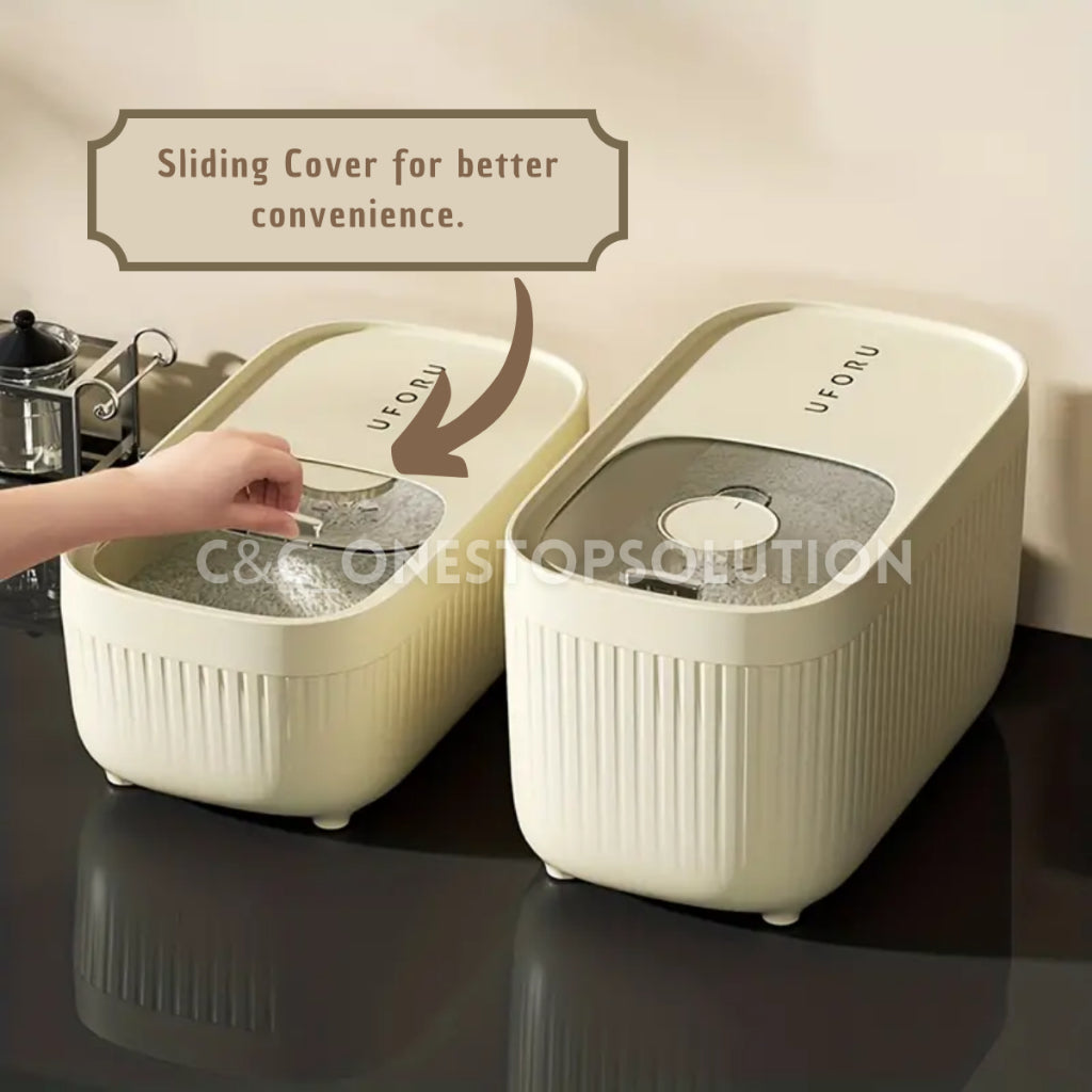 C&C Premium Nordic Style Rice Storage Box Food Container 5/10kg Capacity with Rinsing/Measuring Cup