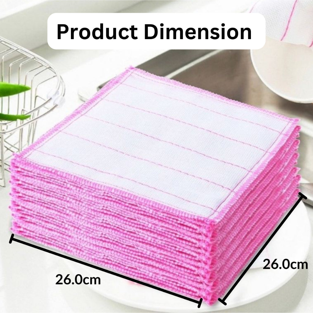 Thick Wood Fiber Bamboo Fiber Scouring Pad Absorbent Towel Cleaning Cloth Dishcloth Kain Lap Dapur Pinggan Mangkuk