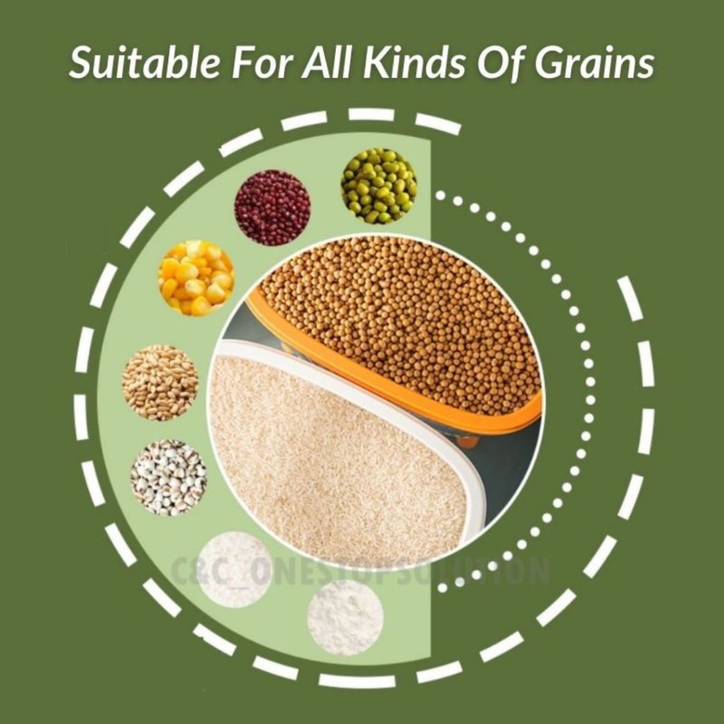 C&C Bekas Beras Kitchen Rice Storage Food Container Bekas Beras 10kg Rice Dispenser Tempat Beras Bucket Automatic