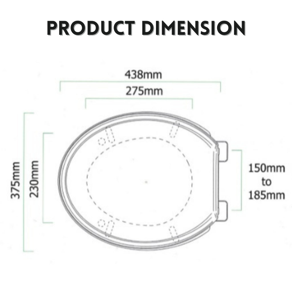 C&C Heavy Duty O Shape Toilet Seat Cover Adjustable Hinge Free Screw Nut Penutup Mangkuk Duduk Tandas