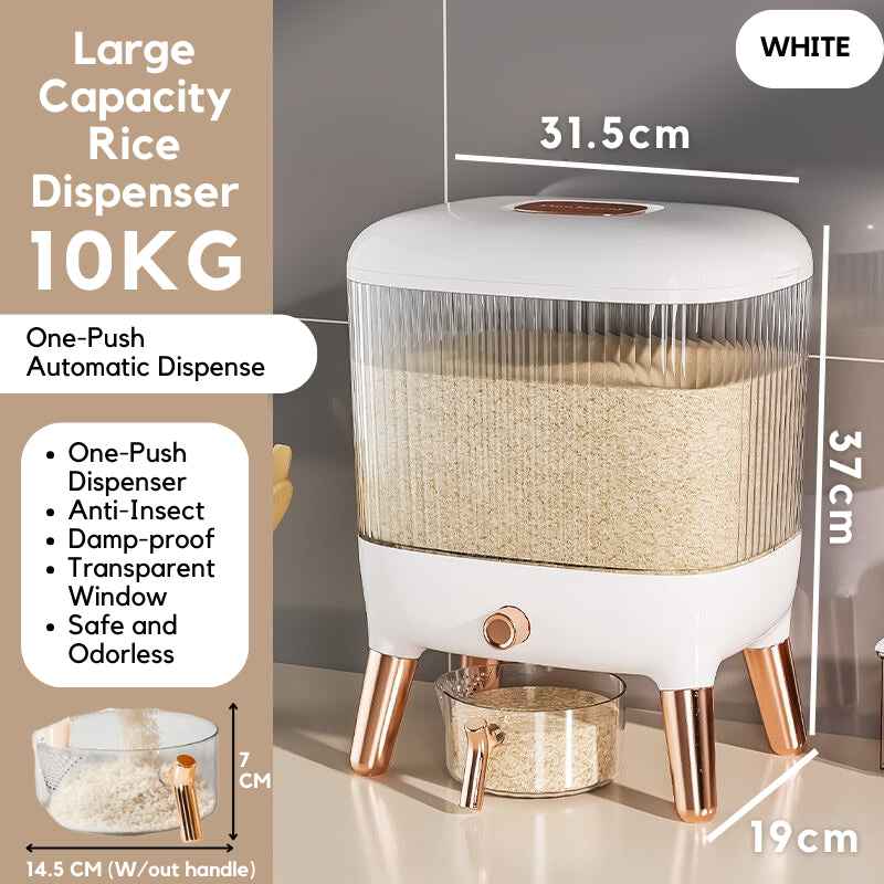 C&C Bekas Beras Kitchen Rice Storage Food Container Bekas Beras 10kg Rice Dispenser Tempat Beras Bucket Automatic