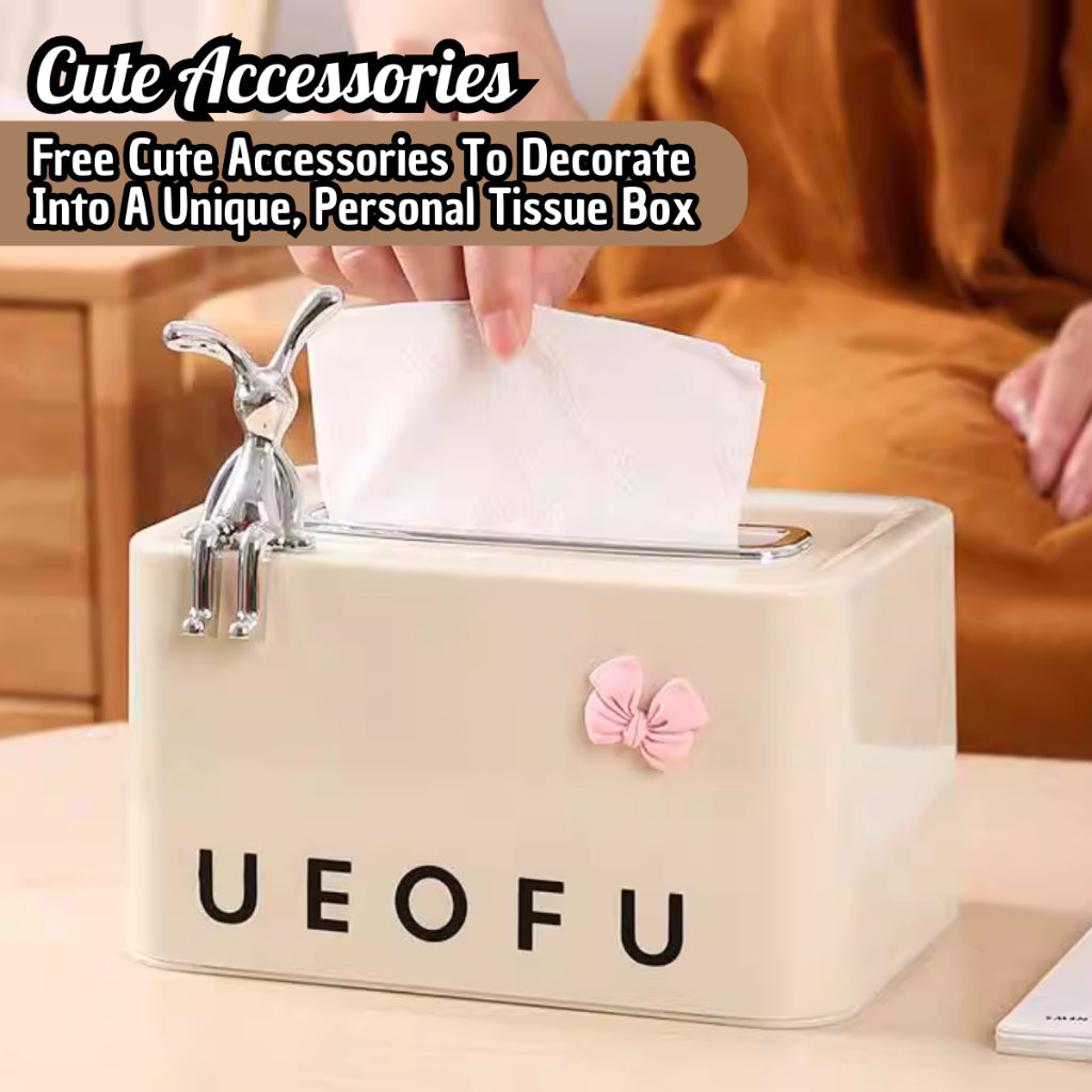 C&C UEOFU Tissue Holder Box Nordic Design ins Cream Tissue Box Tissue Box Holder Container Auto Lifting with Spring