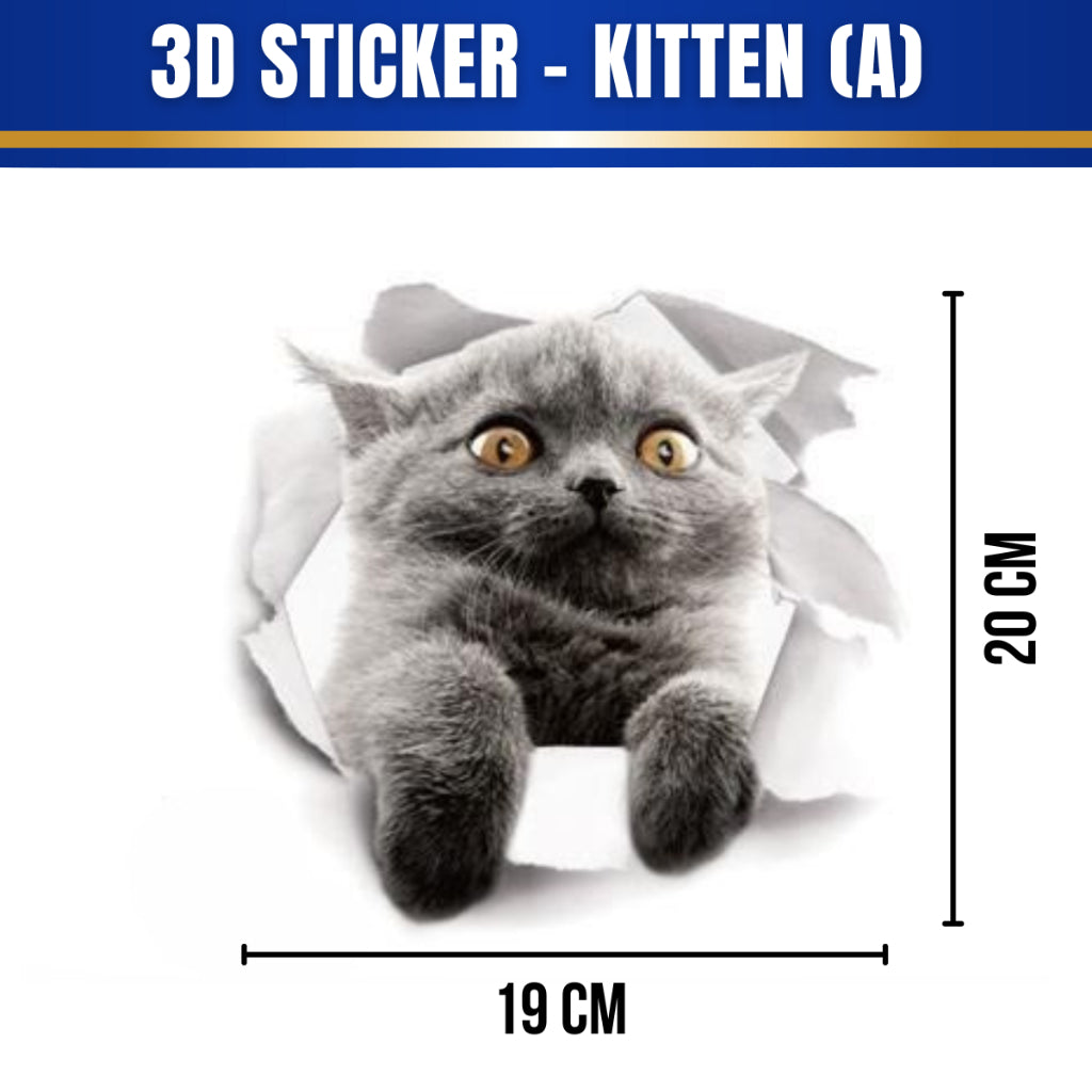 C&C Cute Cats Pattern 3D Wall Stickers / 3D Kitten Cat Bathroom Toilet Stickers / Home Decoration Animals Vinyl DIY