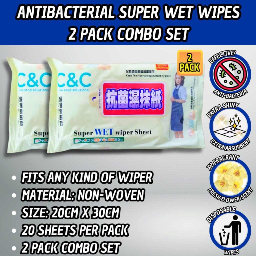 C&C Super Wet Mop Wiper Disposable Wet Tissue Antibacterial Wipes Super Wet Wipes Sheet Tisu Pengelap Lantai