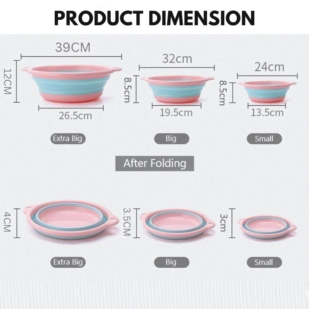 TRAVEL Multipurpose Foldable wash basin Portable Household Large Collapsible Travel Face Washing Bucket Dish Tub
