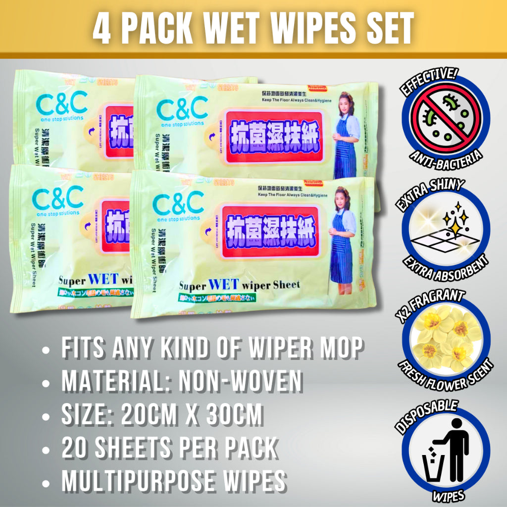 Tisu Basah Lantai Wiper Mop Lantai Penyapu Kertas Pakai Buang Kain Wet Tissue Magik Habuk Rambut Rumah Super Wet Wipes