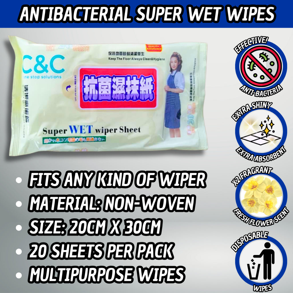 C&C Super Wet Mop Wiper Disposable Wet Tissue Antibacterial Wipes Super Wet Wipes Sheet Tisu Pengelap Lantai
