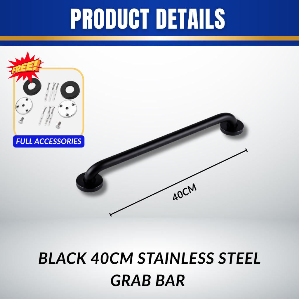 C&C 30/40/50cm Anti-Slip Bathroom Safety Grab Bar Stainless Steel Shower Toilet Grip Handle Pemegang Tandas