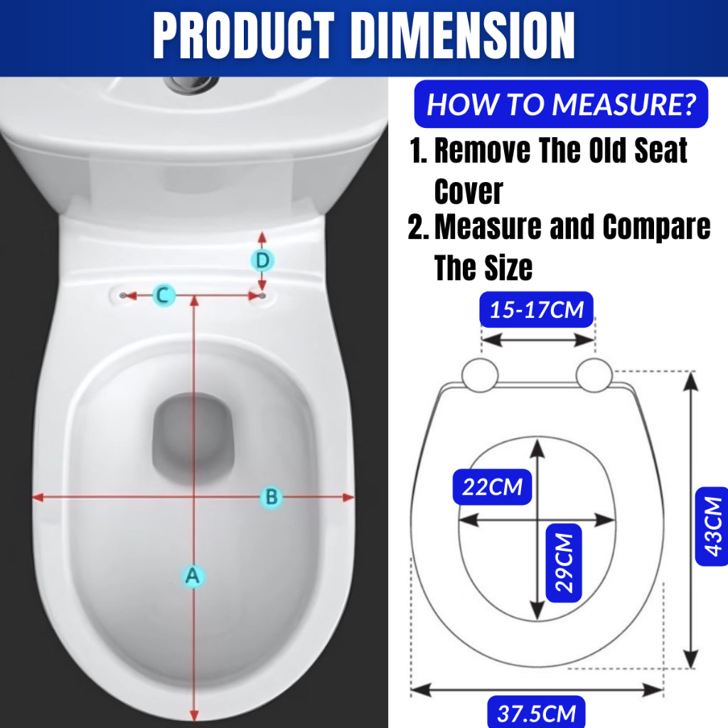 C&C Combo Set Heavy Duty Toilet Seat Cover Plastic Colour Seat & Cover Standard Hinge O Shape Penutup Jamban Tandas